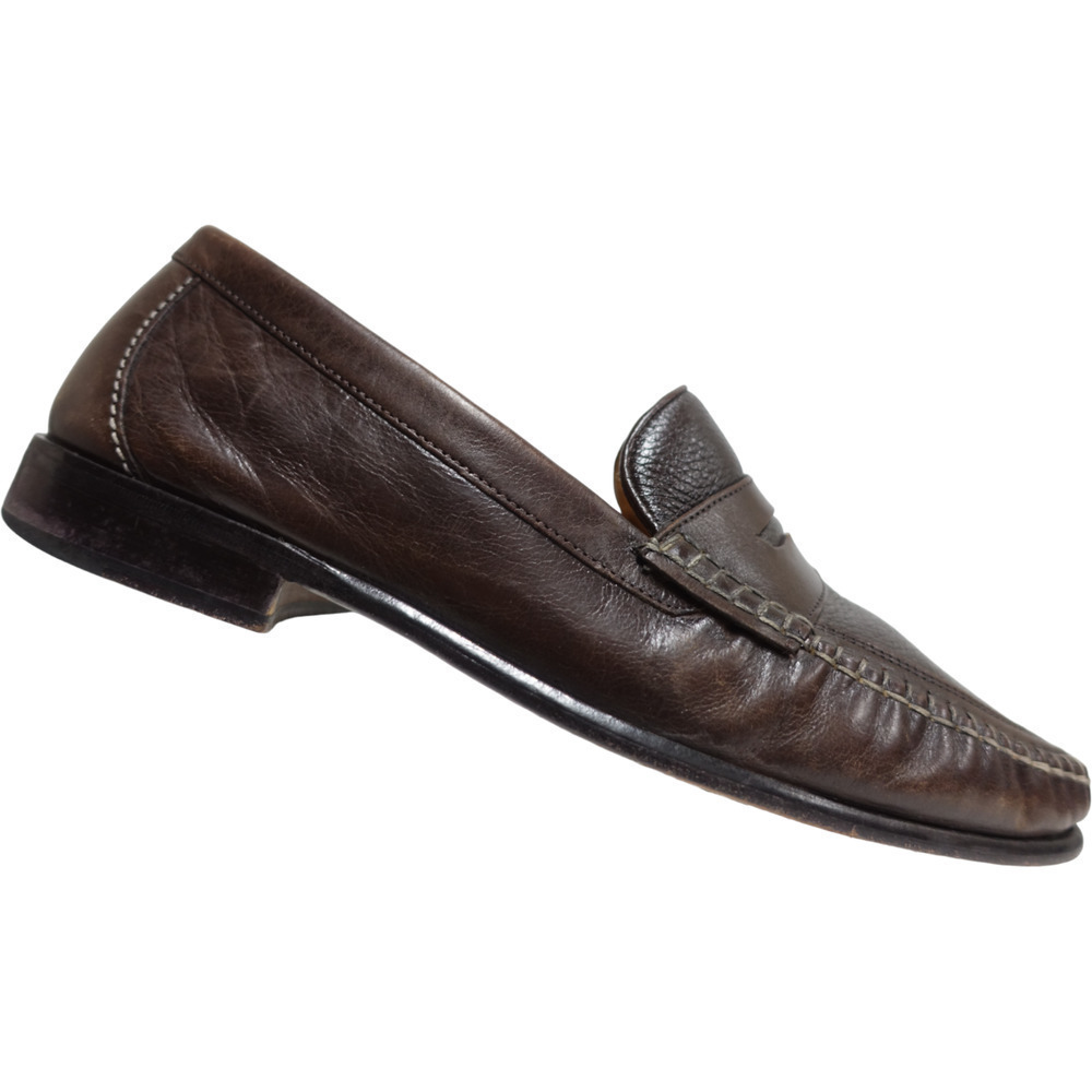 BRASS BOOT Leather Brown Sz 11 M Men Sheepskin Lined Penny Loafers